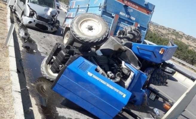 Çine'de traktör ticari araçla çarpıştı, 1 kişi yaralandı