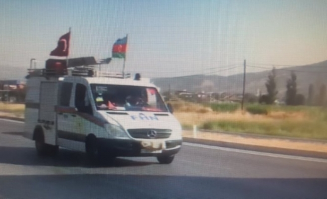 Azerbaycan'dan yangınlara destek araç konvoyu Çine’ye ulaştı