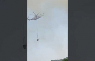 Karpuzlu orman yangınına helikopterlerle müdahale edilıyor